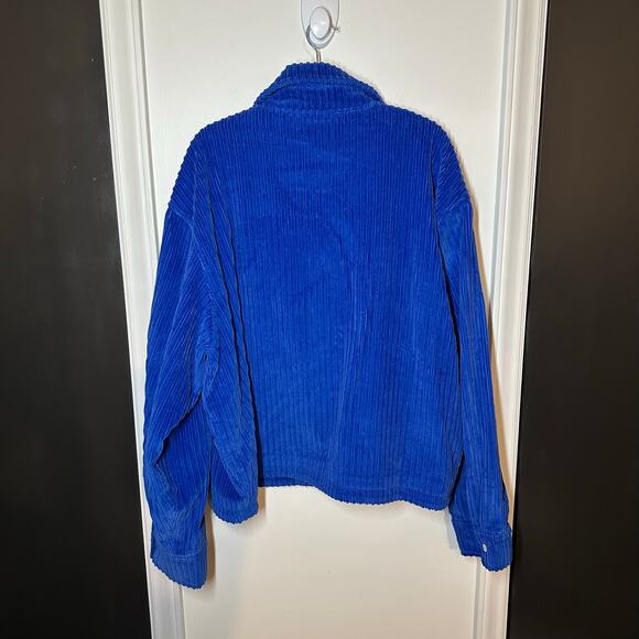 Nahmias Men's Blue Corduroy Full Zip Boxy Jacket Size XXXL Long Sleeve Collared - Picture 9 of 15